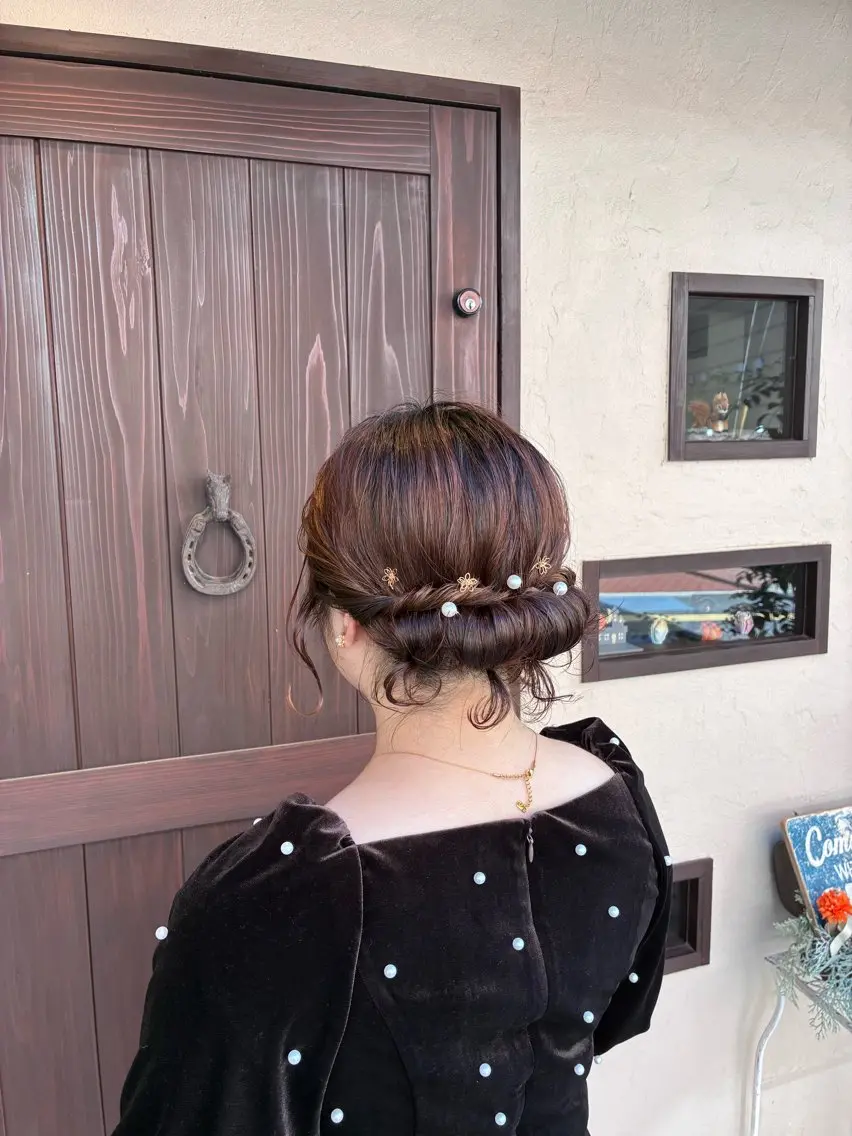 ショート ヘアアレンジ ボブ ヘアセット 若林 美帆のヘアスタイル