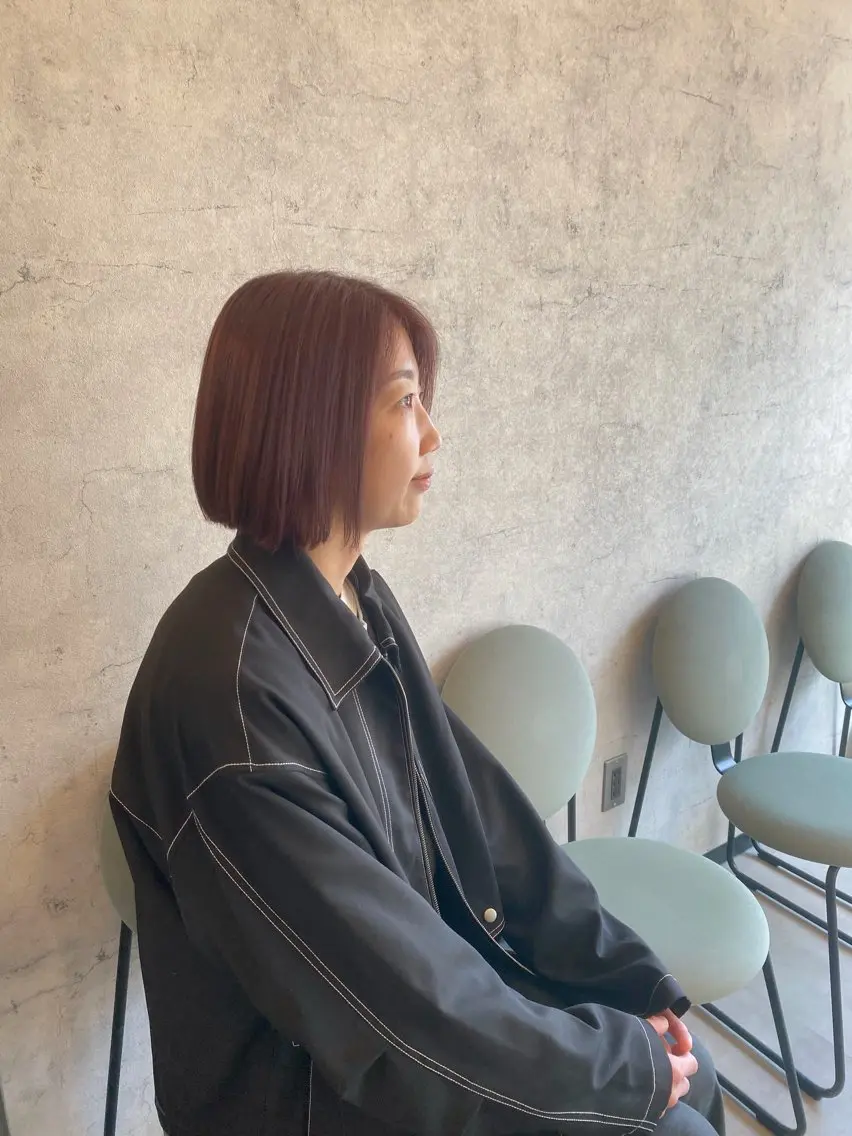 ショート ピンクラベンダー ボブ ひばりヶ丘美容室 カット石井里佳のヘアスタイル