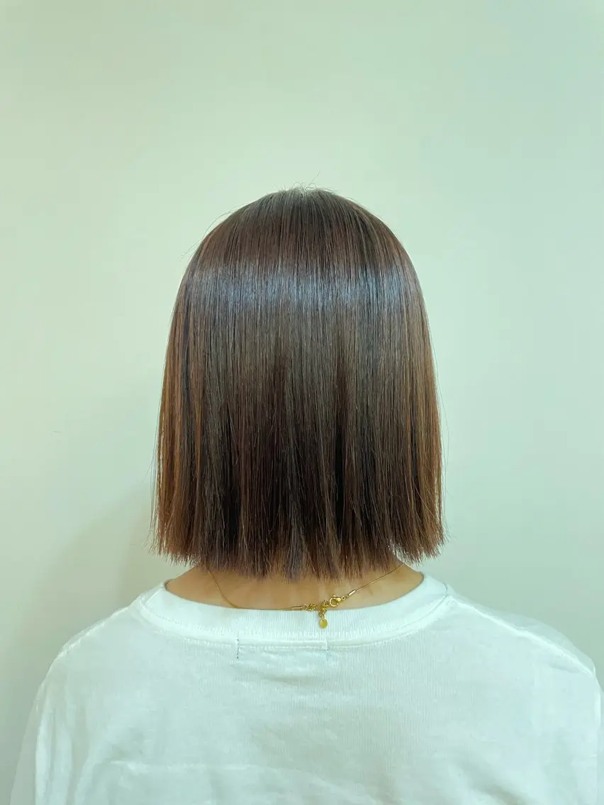 ミディアム 切りっぱなしボブ ボブ レナークアリア 梅津美憂のヘアスタイル