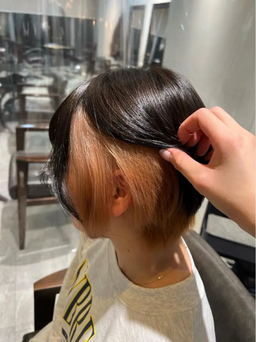 ショート カラー ヘアカラー トリートメント ヘアセット 🎀ハイトーン・艶 カラー HANA🎀のヘアスタイル