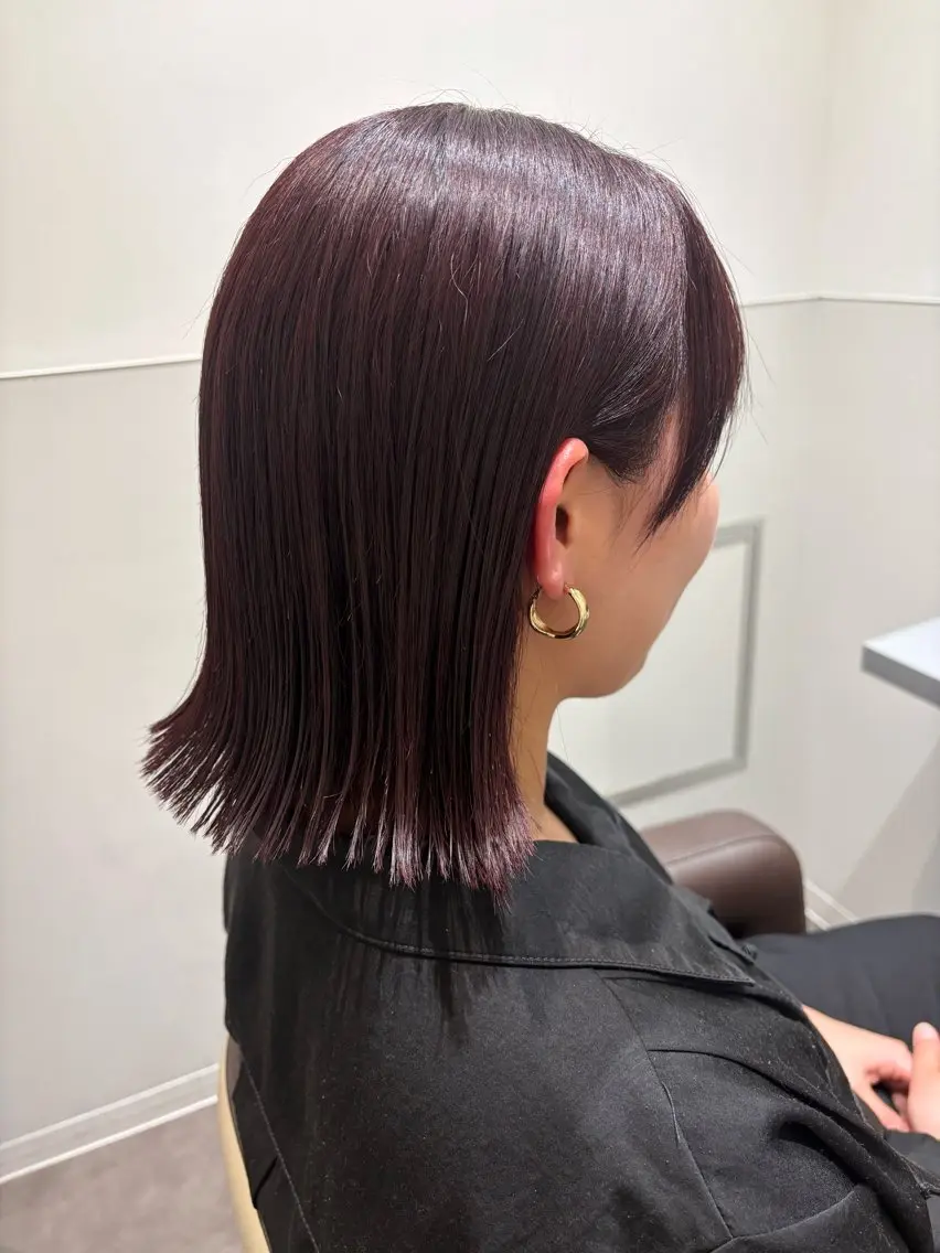 ミディアム カラー 切りっぱなしボブ ボブ カット ヘアカラー トリートメント Yuuki🌷名古屋 栄 カラー/ボブのヘアスタイル