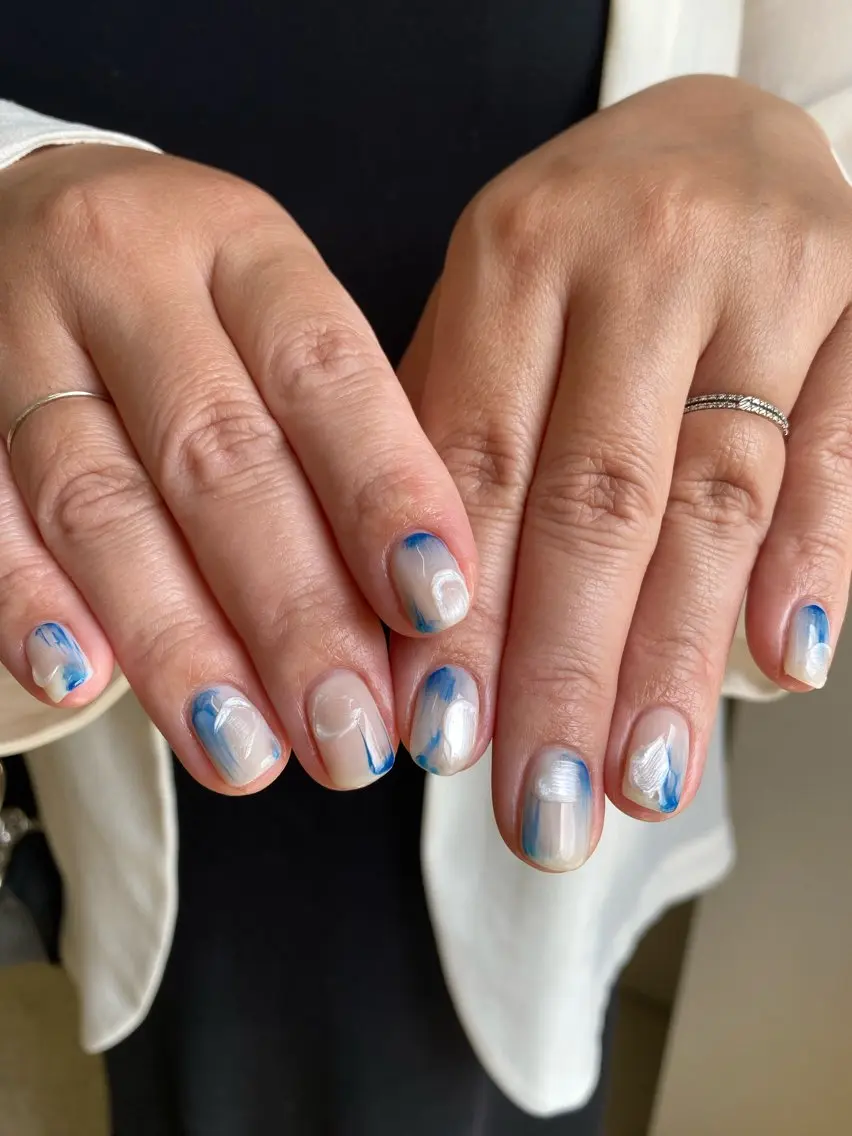 ネイル 成人式 フラッシュネイル フレンチネイル ガーリー キラキラネイル ハンドネイル 草加ニュアンスネイル 🌚hersのネイルデザイン
