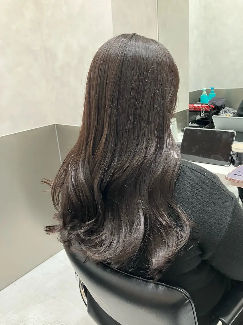 ロング カラー カット ヘアカラー トリートメント 💖ブリーチなし透明 感💖ASAHIのヘアスタイル