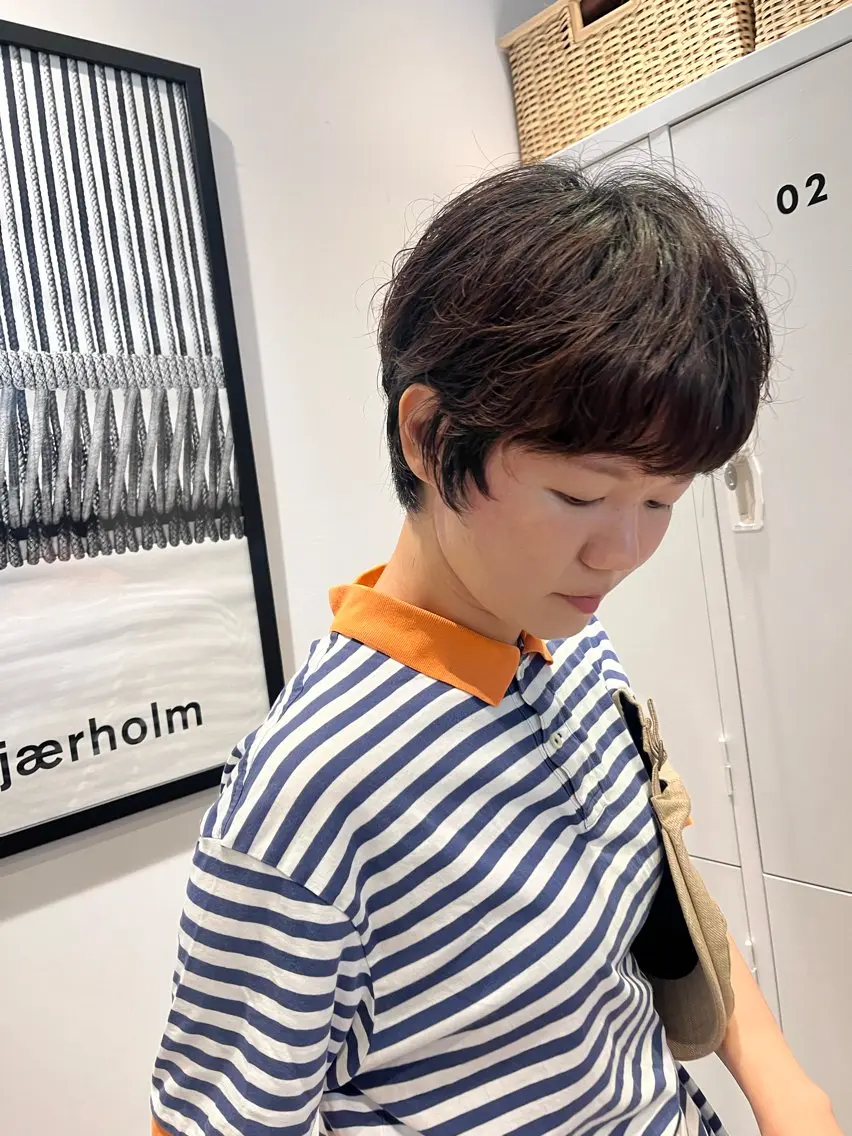 ショート パーマ くせ毛 ショートヘア カット パーマ ヘッドスパ 緒方椋 /学芸大学のヘアスタイル