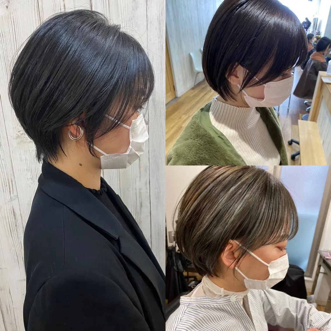 ショート ヘアアレンジ ボブ くびれヘア 外国人風カラー ハイライト 韓国風ヘア カット ヘアカラー 夜23時まで予約🉑 reverieあきらのヘアスタイル