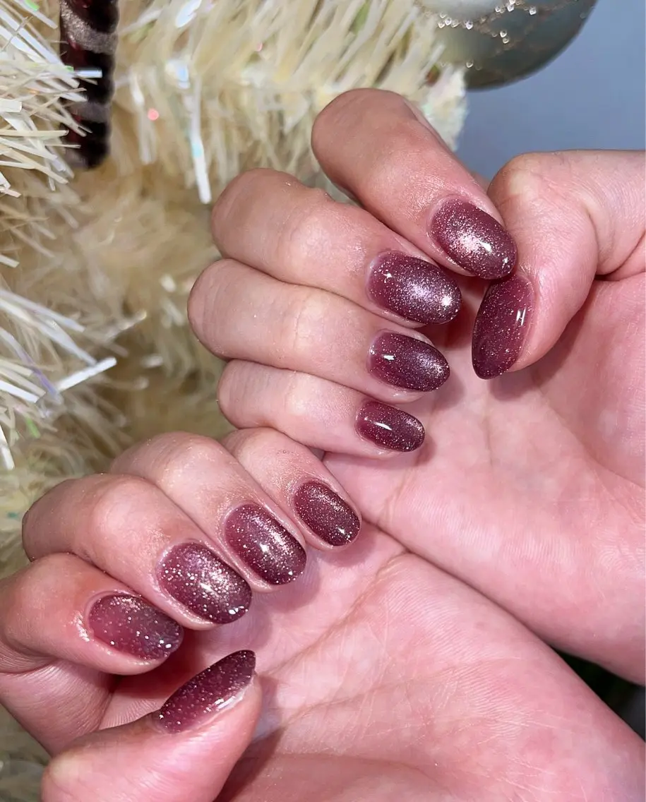 ネイル ボルドー フラッシュネイル マグネットネイル 冬ネイル ハンドネイル ✾ NailRoom Latina🌻💓のネイルデザイン