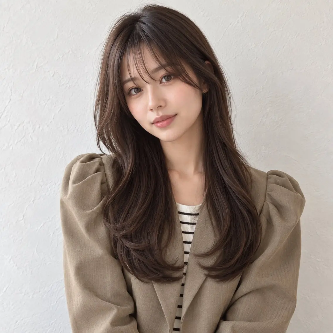 ロング カラー 顔まわりレイヤー レイヤーカット ロング シースルーバング カット ヘアカラー トリートメント 銀座/モテ🤍垢抜け レイヤー/あさみのヘアスタイル