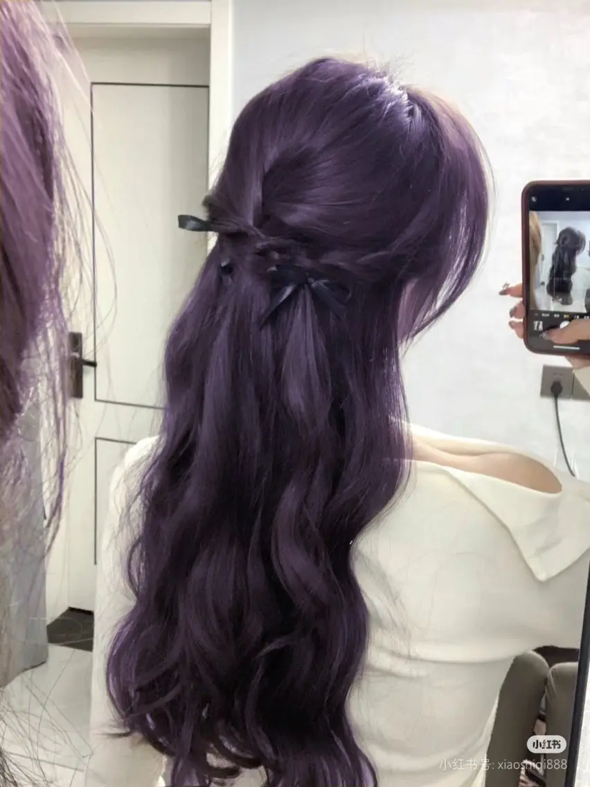 ロング ヘアカラー トリートメント 縮毛矯正/ブリーチな しラベンダー/心優のヘアスタイル