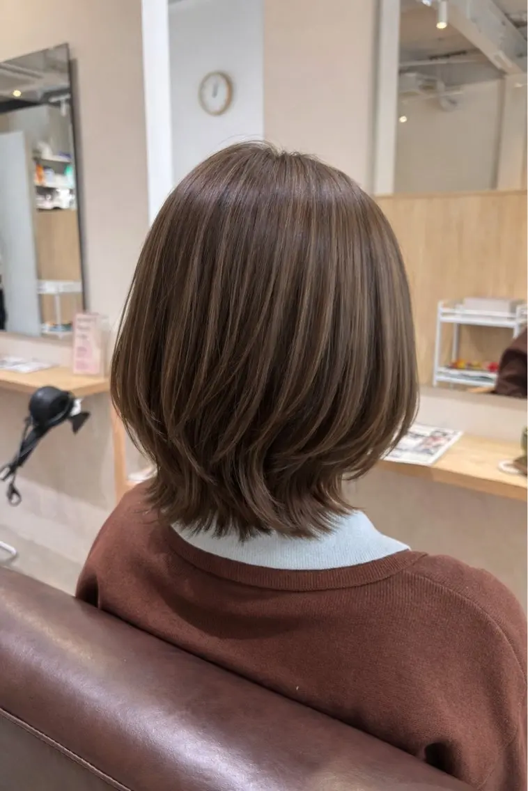 ミディアム カラー 透明感カラー 髪質改善 レイヤーカット 小顔カット カット ヘアカラー トリートメント 【SASE】大人上品 💍/ユウガ⭐️のヘアスタイル