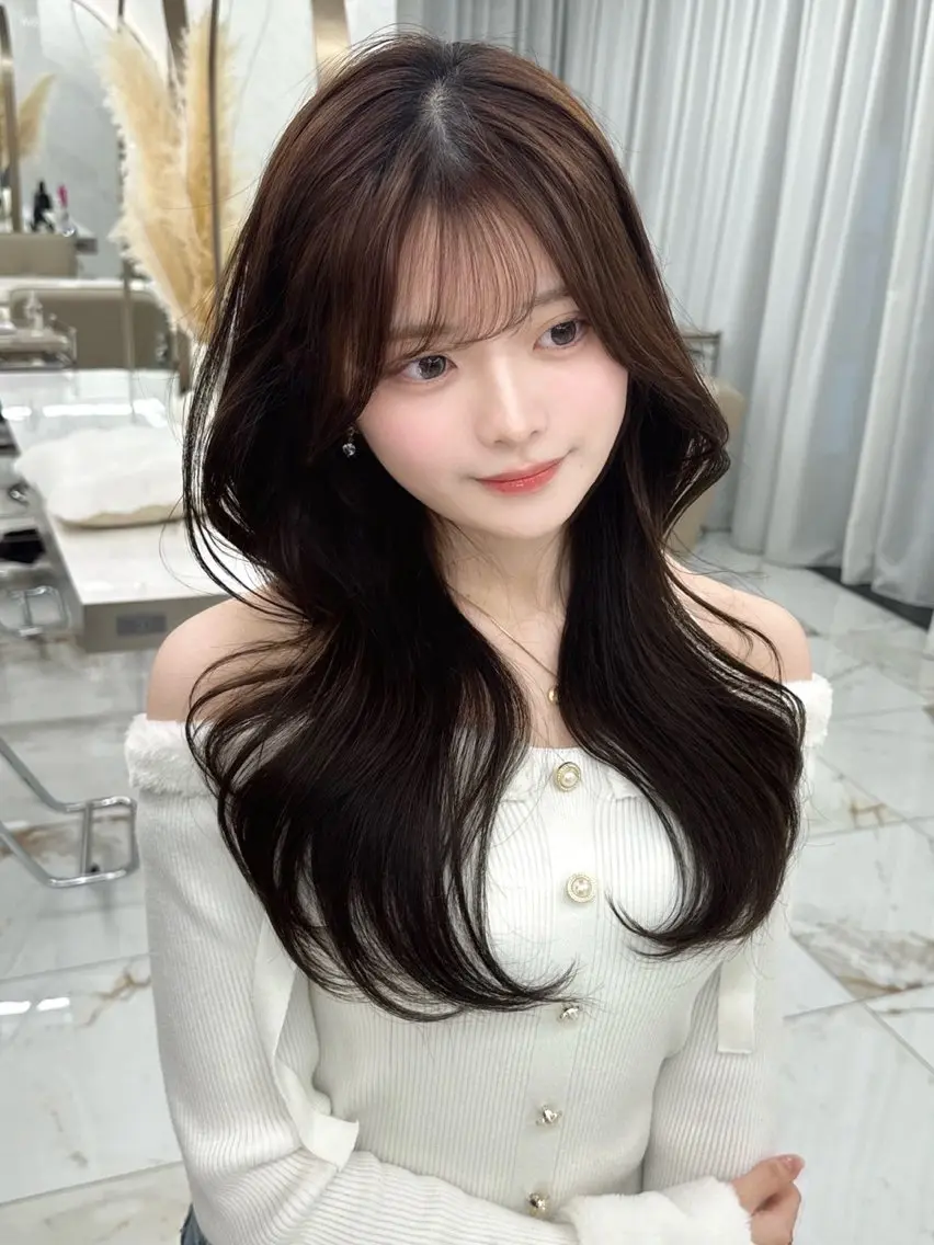 ロング カラー ヘアアレンジ 韓国風ヘア レイヤーカット 小顔カット 小林 拳人のヘアスタイル