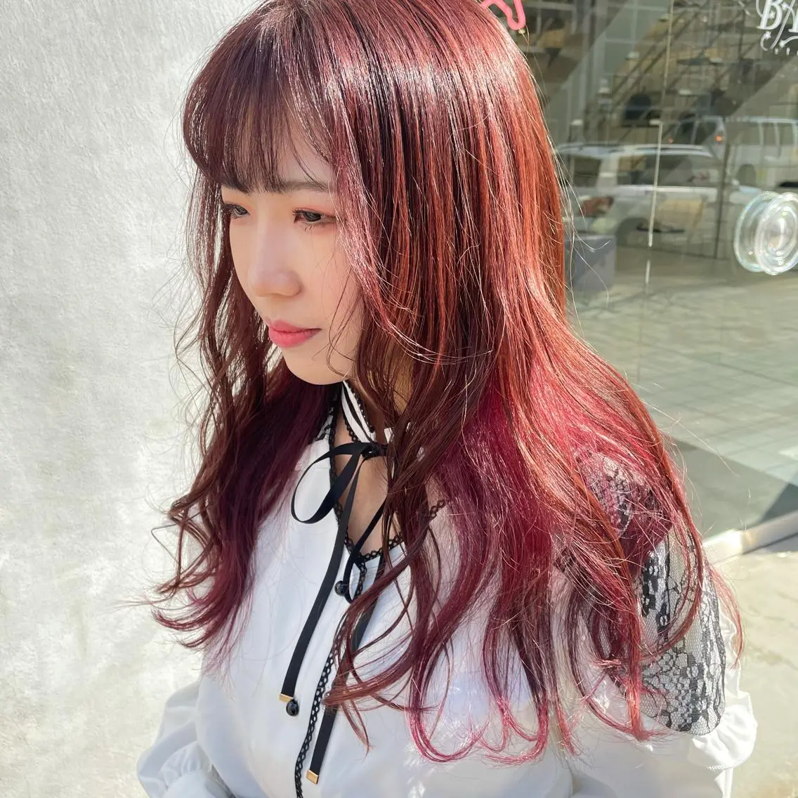ロング カラー ヘアアレンジ インナーカラー ピンクカラー なつき/艶ピンク/ girly hairのヘアスタイル