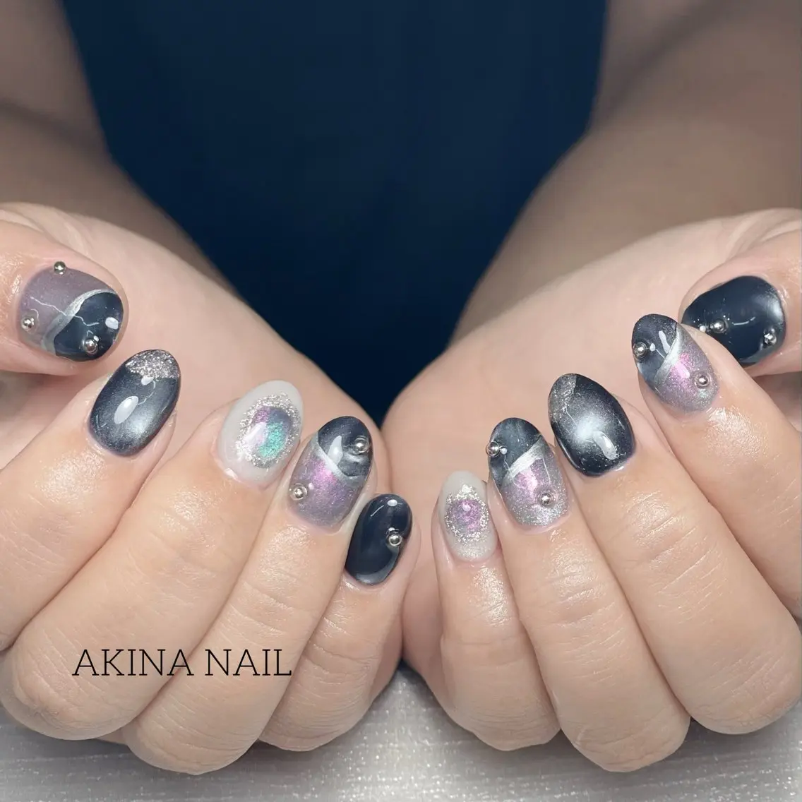 ミディアム 韓国風ヘア ハンドネイル Akina Nail 亀戸のネイルデザイン