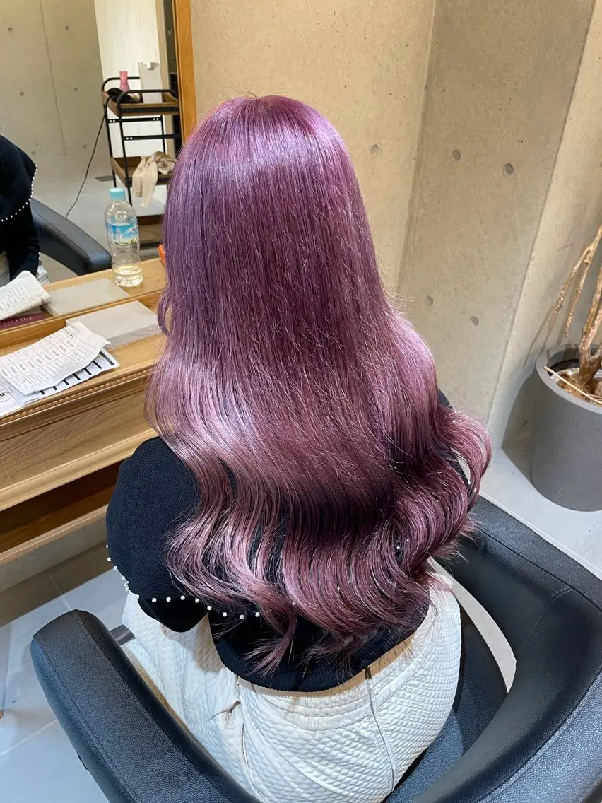 ロング カラー ブリーチ カシス ラベンダーカラー ラベンダーピンク ピンクカラー カット ヘアカラー トリートメント 羽田翔大/ブリーチ/ レイヤー/店長のヘアスタイル