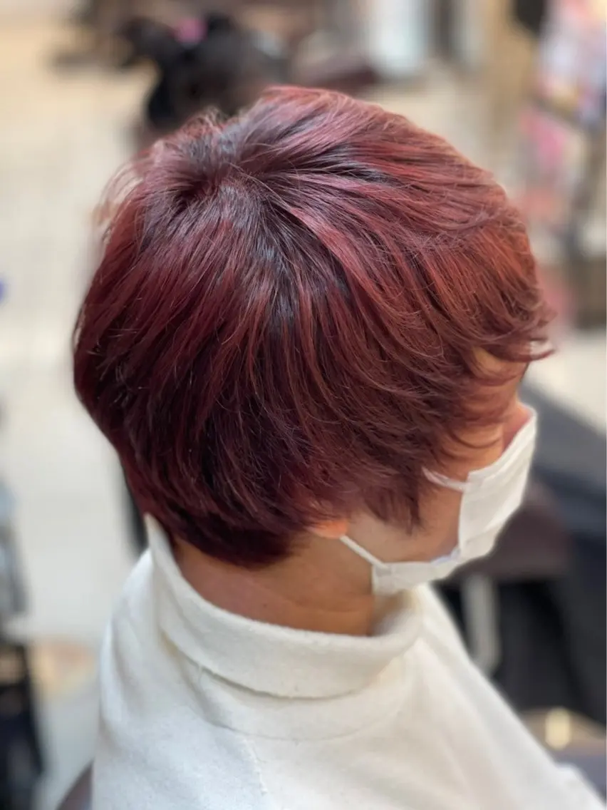 ショート カラー ブリーチ ブラウンカラー レッドカラー レッドブラウン ヘアカラー トリートメント ダブルカラー/ 髪質改善💎安藤のヘアスタイル
