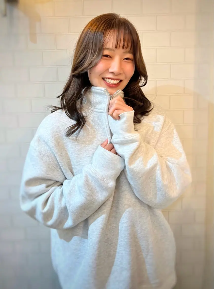 セミロング 顔周りカット レイヤーカット 矢野 佑汰のヘアスタイル