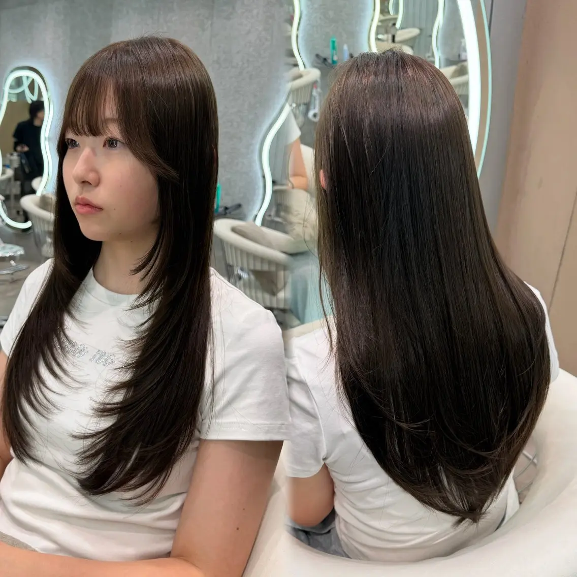 ロング ヘアアレンジ アッシュ ボブ くびれヘア 顔まわりレイヤー 顔周りカット 縮毛矯正 トリートメント ヘアセット 大宮縮毛矯正🩵 レイヤー 佐藤和のヘアスタイル