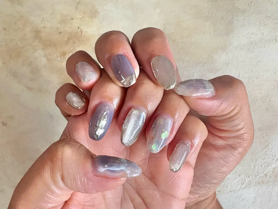 ネイル マグネットネイル ニュアンスネイル パープル Mnail ちひろのネイルデザイン