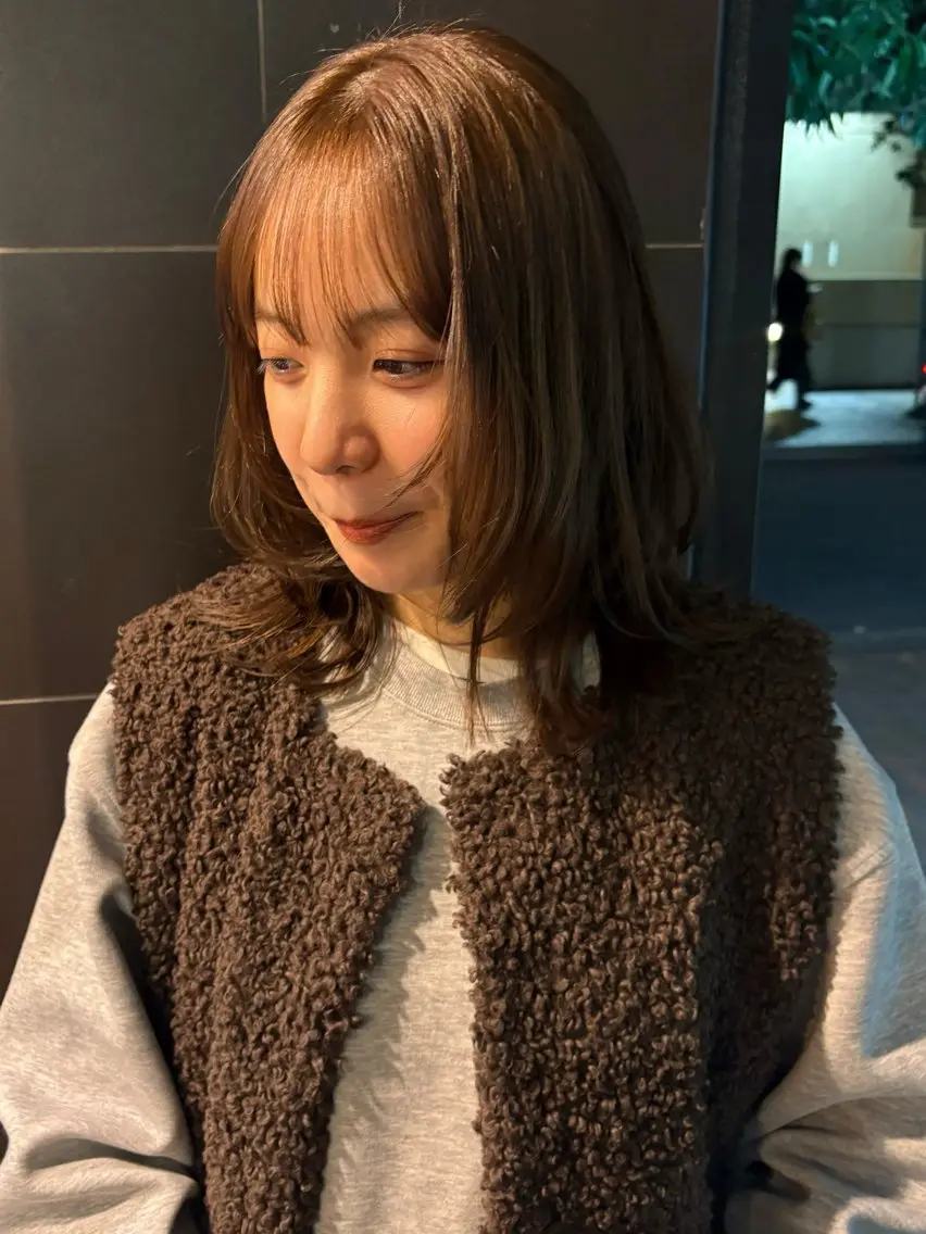 ミディアム カラー カット ヘアカラー トリートメント yumemiレイヤー ‎✴︎ 透明感カラーのヘアスタイル