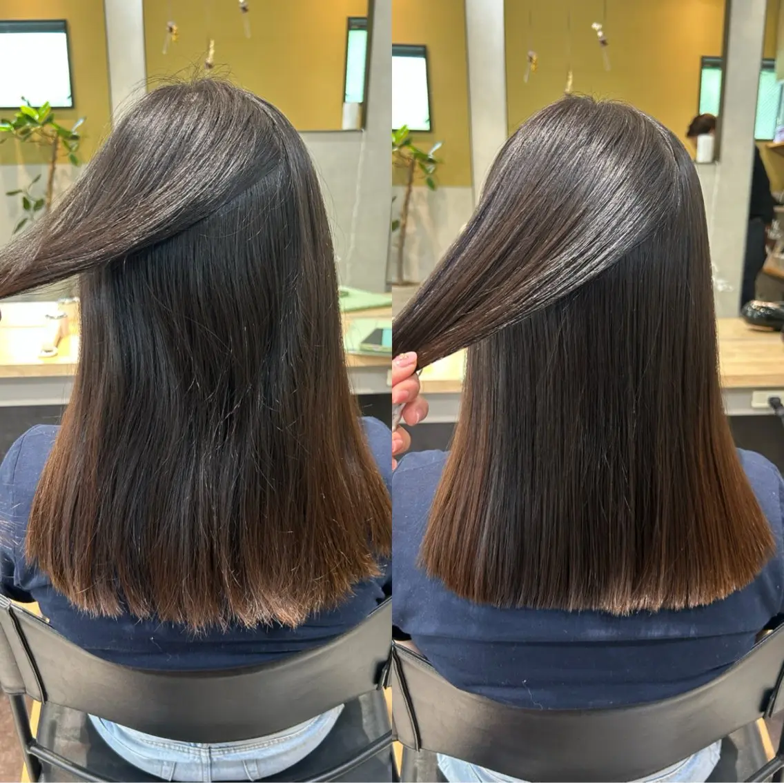 セミロング パーマ 髪質改善 ストレートパーマ カット 縮毛矯正 トリートメント hubhair レイヤー/透明感のヘアスタイル