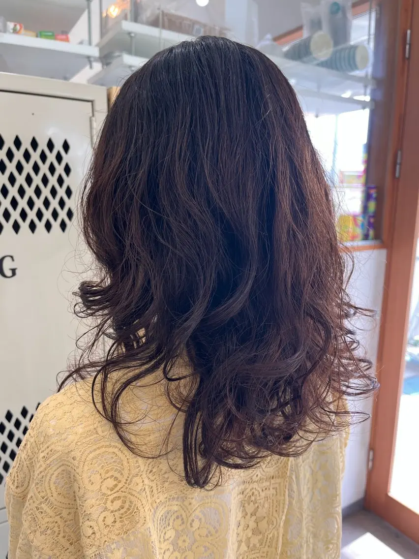 セミロング パーマ セミロングパーマ デジタルパーマ 森田 菜留美のヘアスタイル
