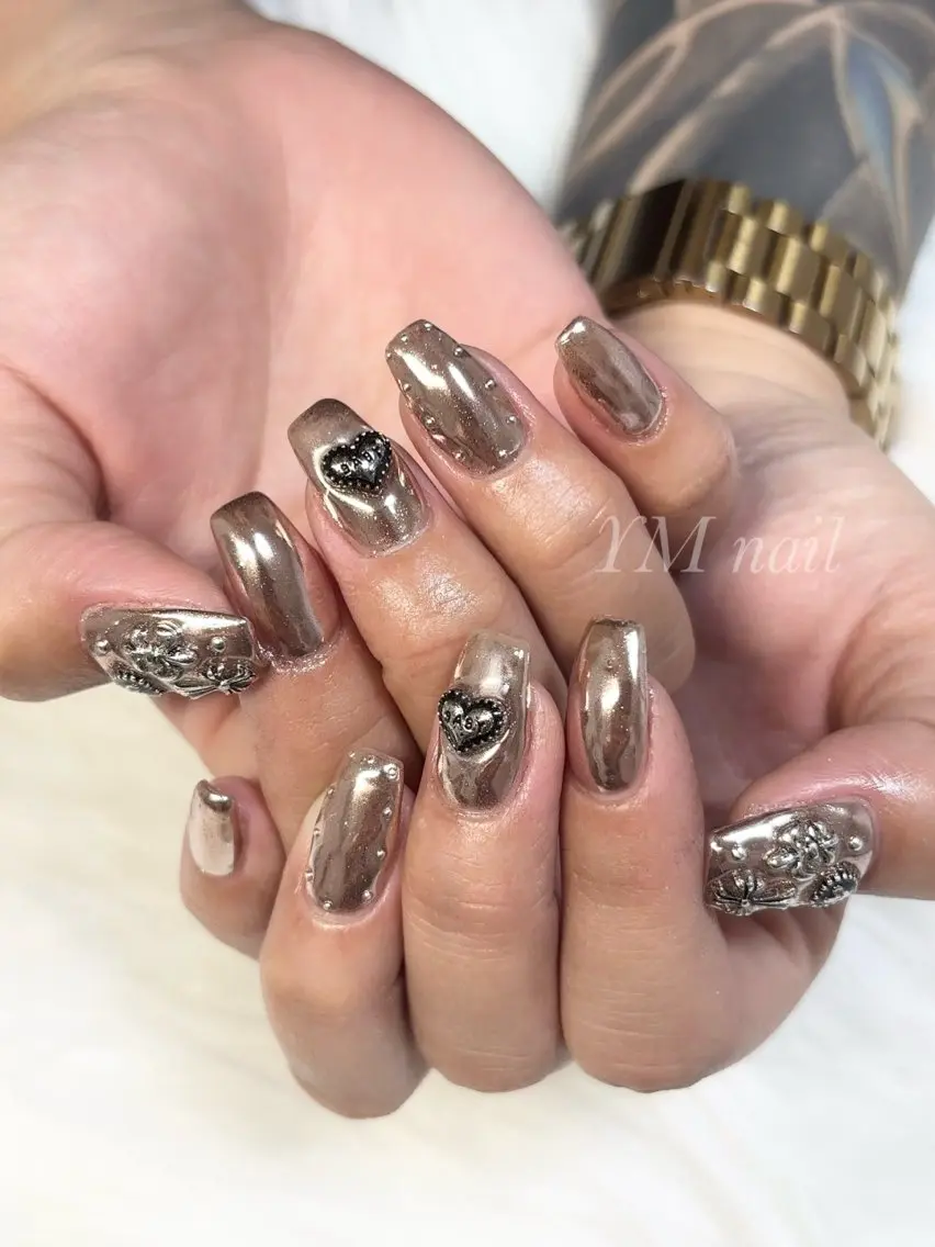 ネイル ジェルネイル ミラーネイル ハンドネイル YM nailのネイルデザイン