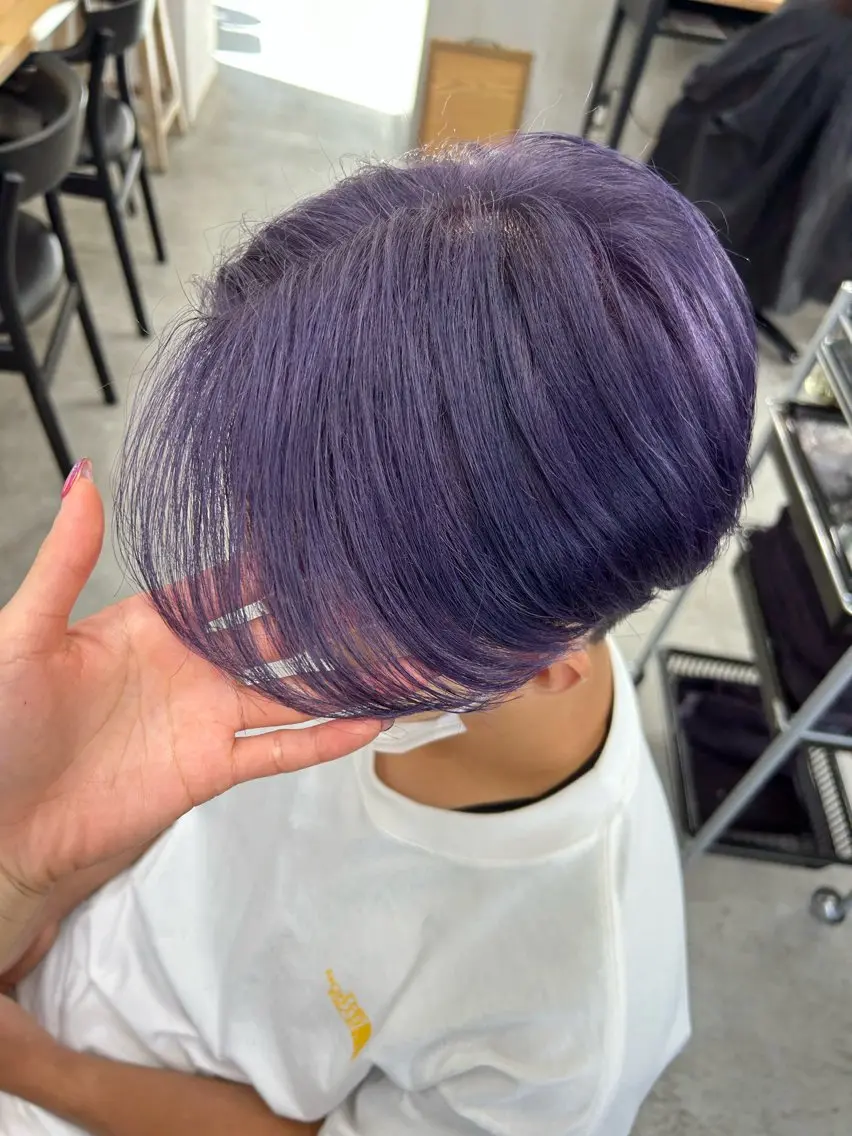 ショート カラー メンズ ラベンダーカラー カット ヘアカラー トリートメント 🧸艶々韓国ヘア 🧁mizunaのヘアスタイル