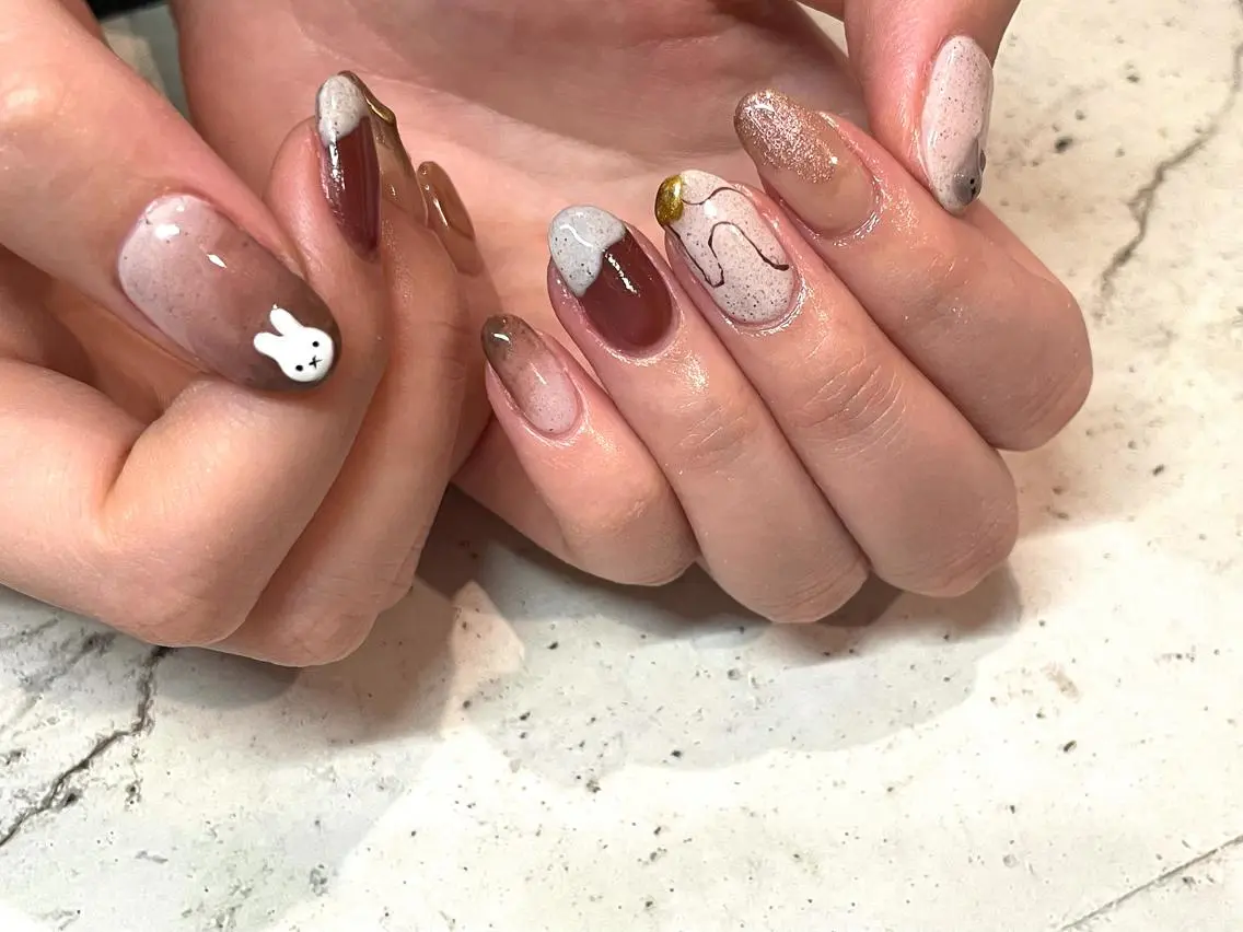 ネイル ハンドネイル 韓国/ワンホン/長さ 出しつけ放題🎀のネイルデザイン