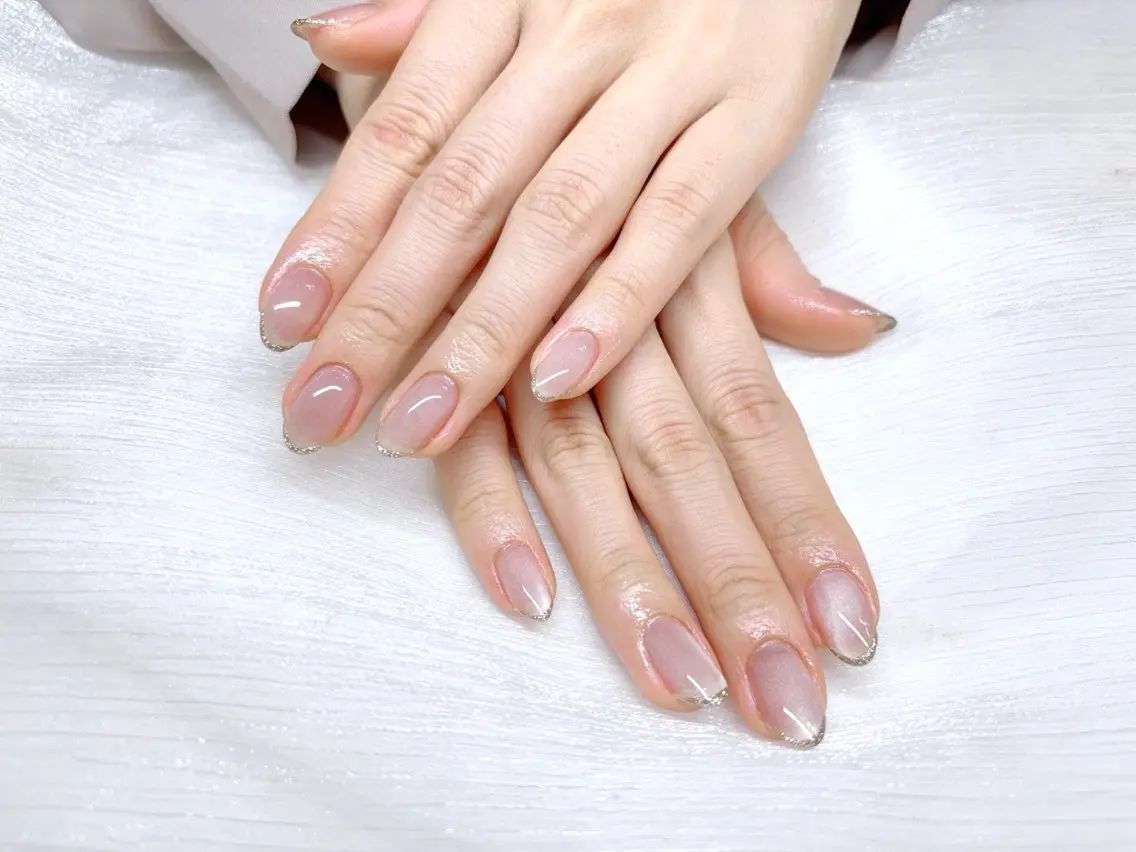 ネイル ゴールド ラメ(グリッター) マグネットネイル ピンク ハンドネイル ♡CELEBRAIL YUKI♡のネイルデザイン
