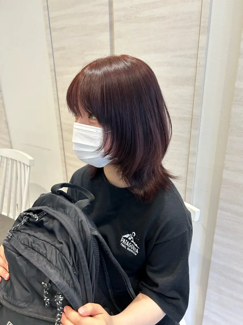 ミディアム カラー ブリーチ ラベンダーカラー ピンクカラー ピンクラベンダー ウルフカット lole. まさきのヘアスタイル