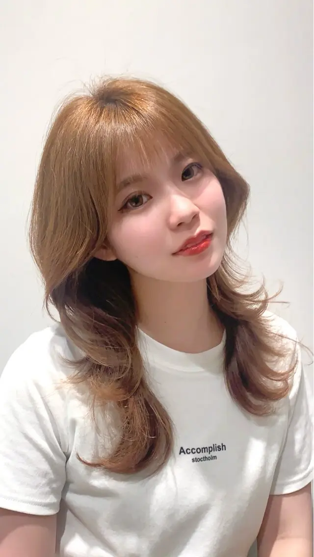 ミディアム カラー カット ヘアカラー トリートメント ヘッドスパ ヘアセット 韓国ヘア/レイヤー/ 顔まわり/りょーとのヘアスタイル