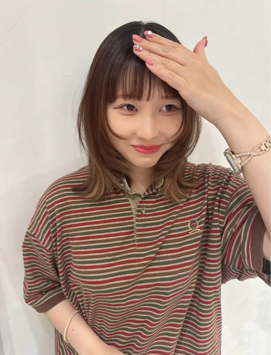 セミロング カラー ヘアカラー トリートメント レイヤーカット ベージュカラー/小島のヘアスタイル
