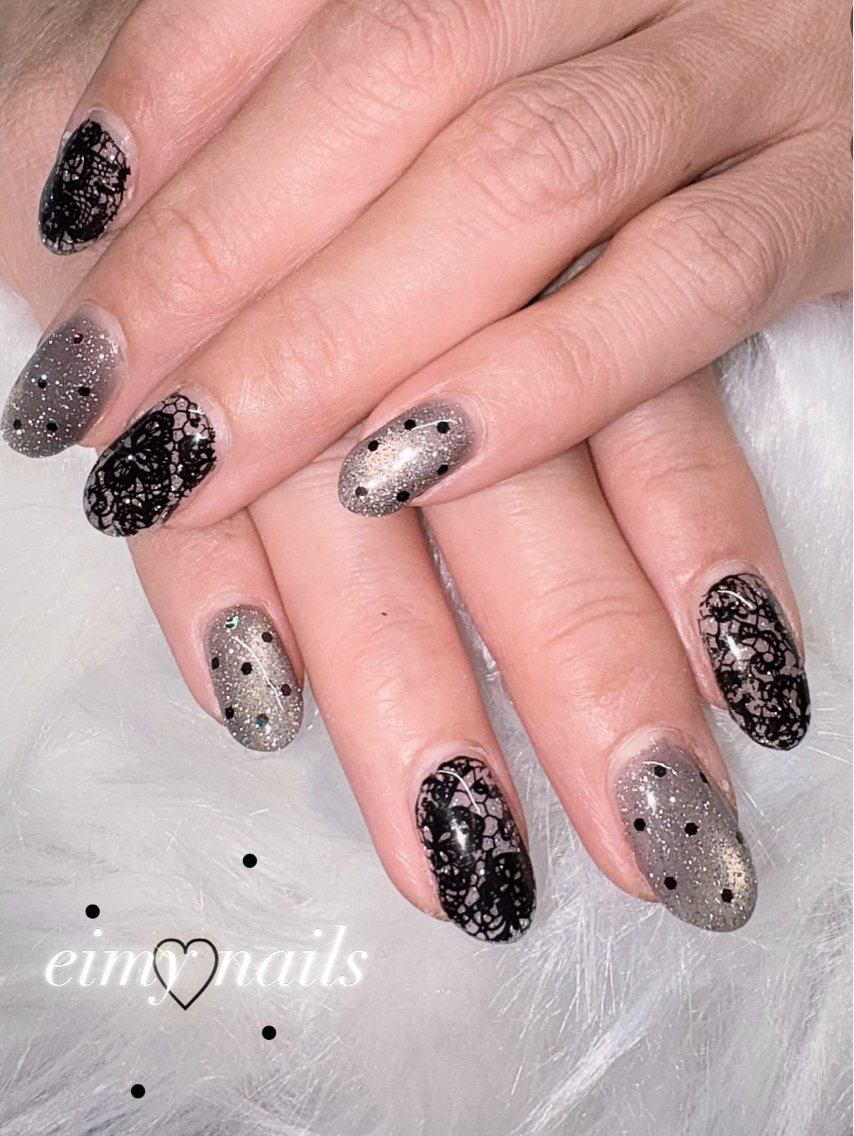 ネイル フラッシュネイル フラッシュマグ レース ラメ(グリッター) マグネットネイル ハンドネイル eimy nails♡のネイルデザイン