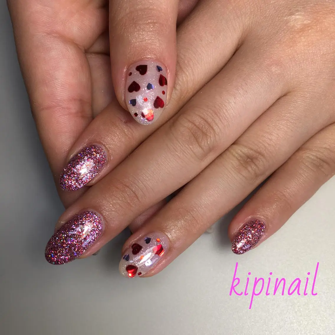 ネイル ハート ハンドネイル kipinail 川﨑えりかのネイルデザイン