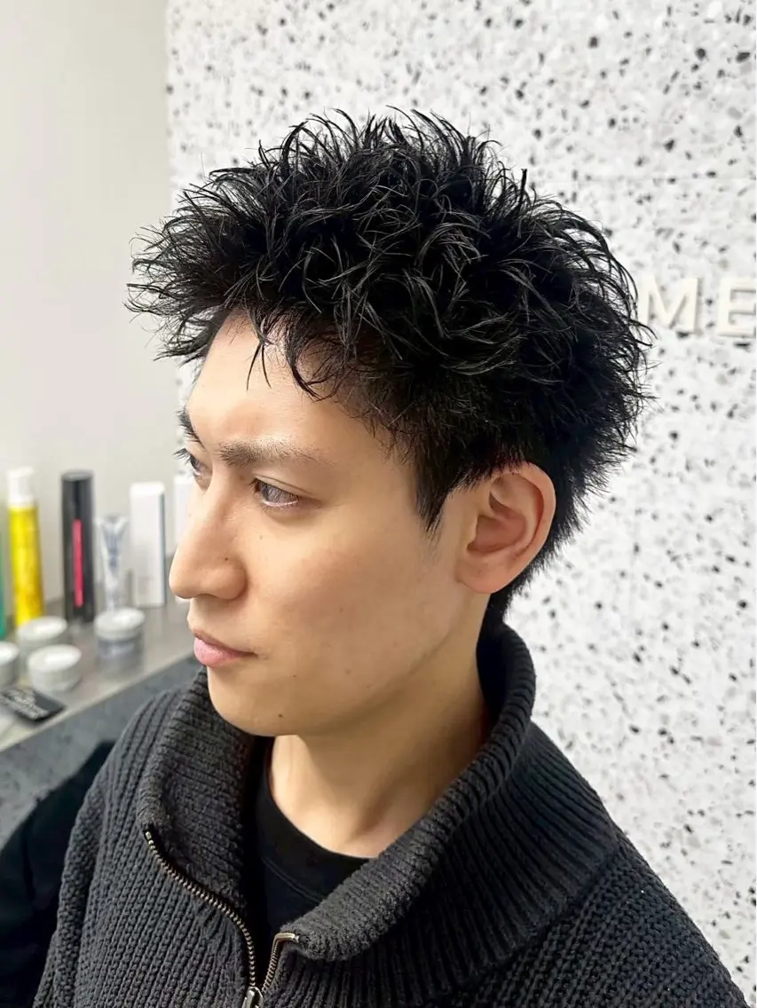 ショート カラー パーマ メンズ特化/ツイスパ /波巻き/松本真生のヘアスタイル