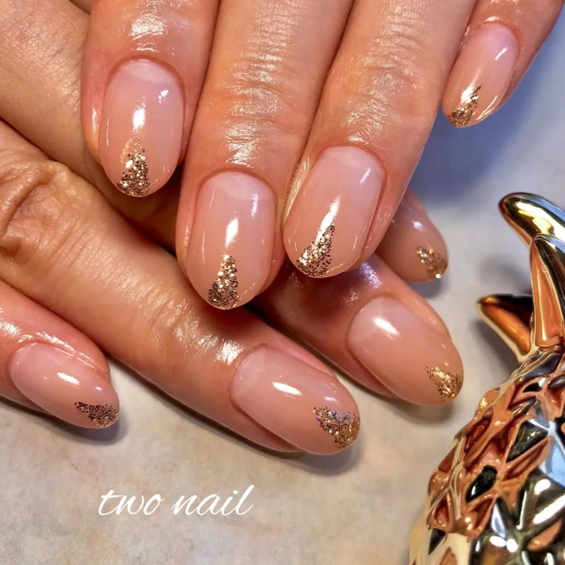 ネイル ブラウン フットネイル ハート ハンドネイル two nailのネイルデザイン