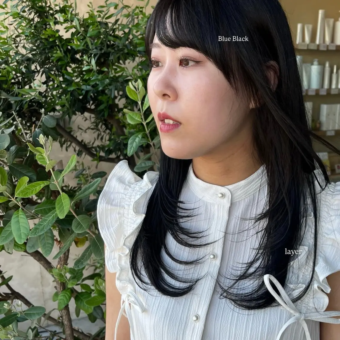 セミロング レイヤー/透明感艶 カラー丸山ななほのヘアスタイル