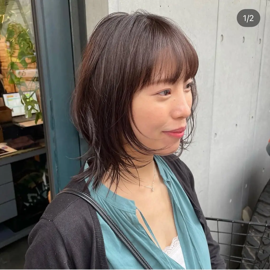 ミディアム カラー カット ヘアカラー ショートウルフくせ毛 お任せくださいのヘアスタイル