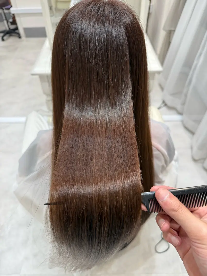 ロング カット 縮毛矯正 Barrel 天王寺 YUUのヘアスタイル