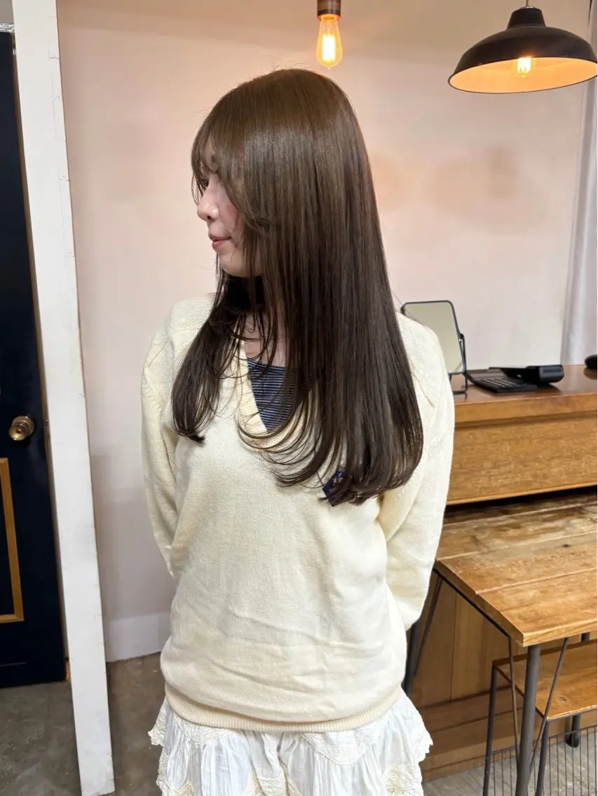 ロング カラー カット ヘアカラー トリートメント 縮毛矯正ボブ&顔まわ レイヤー♡TOMOEのヘアスタイル