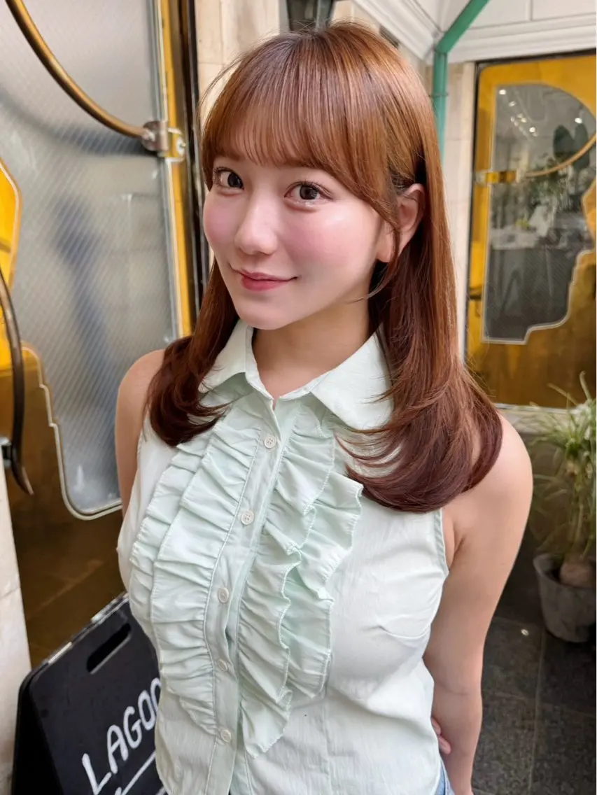 ミディアム くびれヘア 顔まわりレイヤー 顔周りカット 韓国風ヘア レイヤーカット 似合わせカット🎀 𝑵𝒐𝒏𝒐🎀のヘアスタイル
