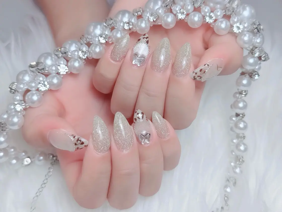 ネイル ブルー ジェルネイル ガーリー グラデーション グリーン ハンドネイル Rin Nail 新大久保店のネイルデザイン