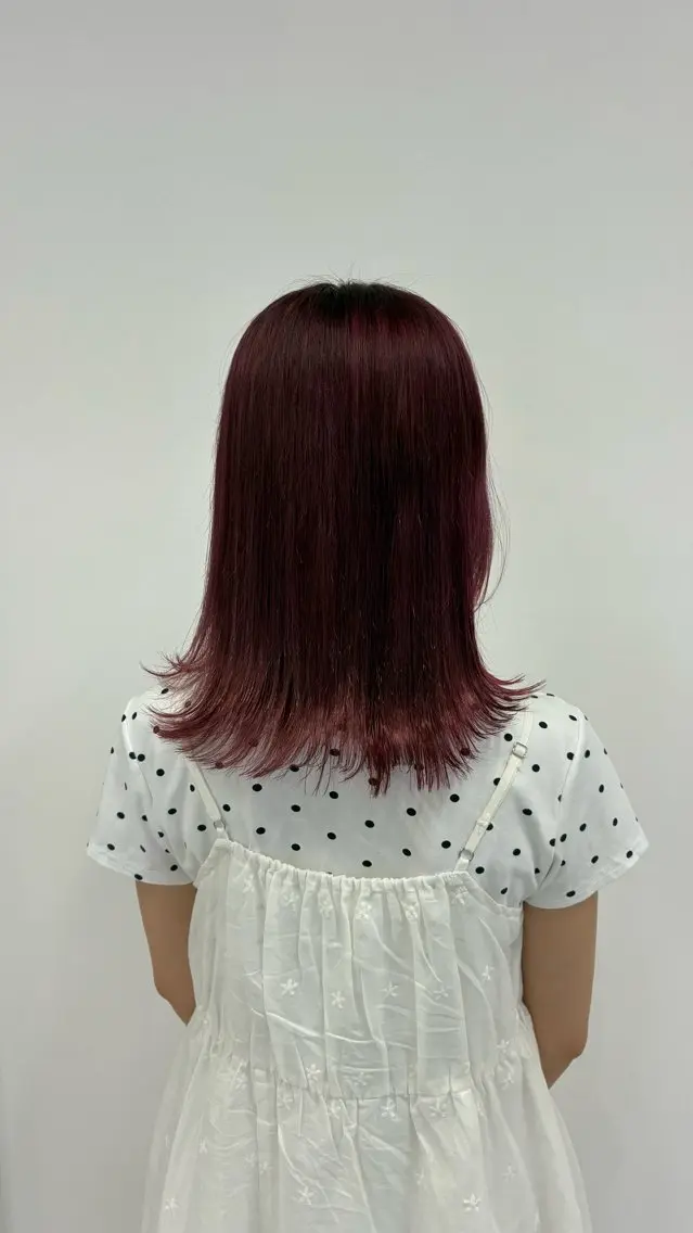 セミロング カラー ボルドーカラー ヘアカラー トリートメント ハイトーン/韓国ヘア senaのヘアスタイル