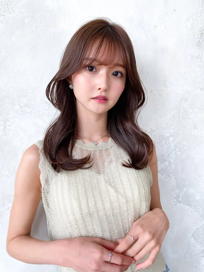 セミロング くびれヘア カット ヘアカラー トリートメント 顔周り/くびれヘア 韓国ヘア💕風間るなのヘアスタイル