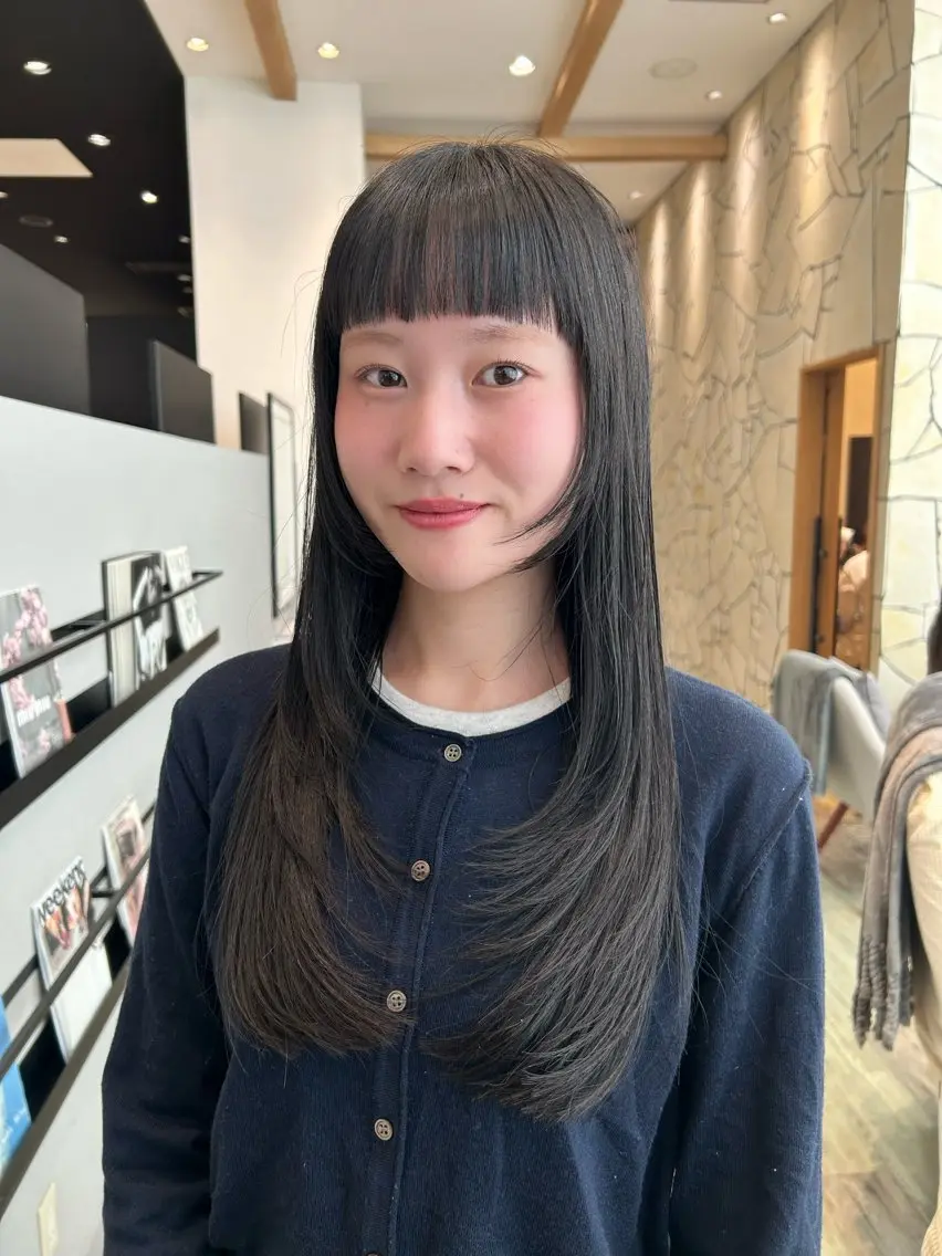 ロング カラー 顔周りカット レイヤーカット カット ヘアカラー トリートメント k-two☁あべの/ パーマ/Touaのヘアスタイル