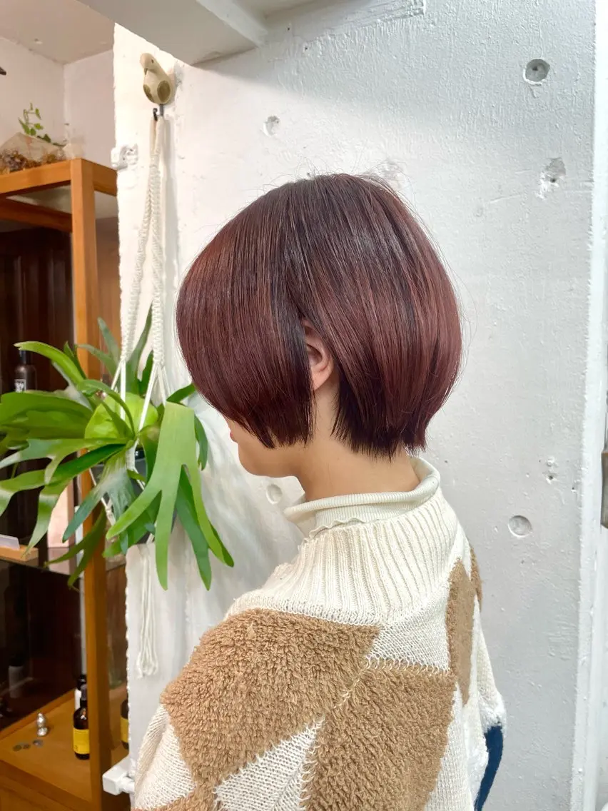 ショート カラー トリートメント ヘアカラー トリートメント Hina/髪質改善/ 艶髪カラー/縮毛矯正のヘアスタイル