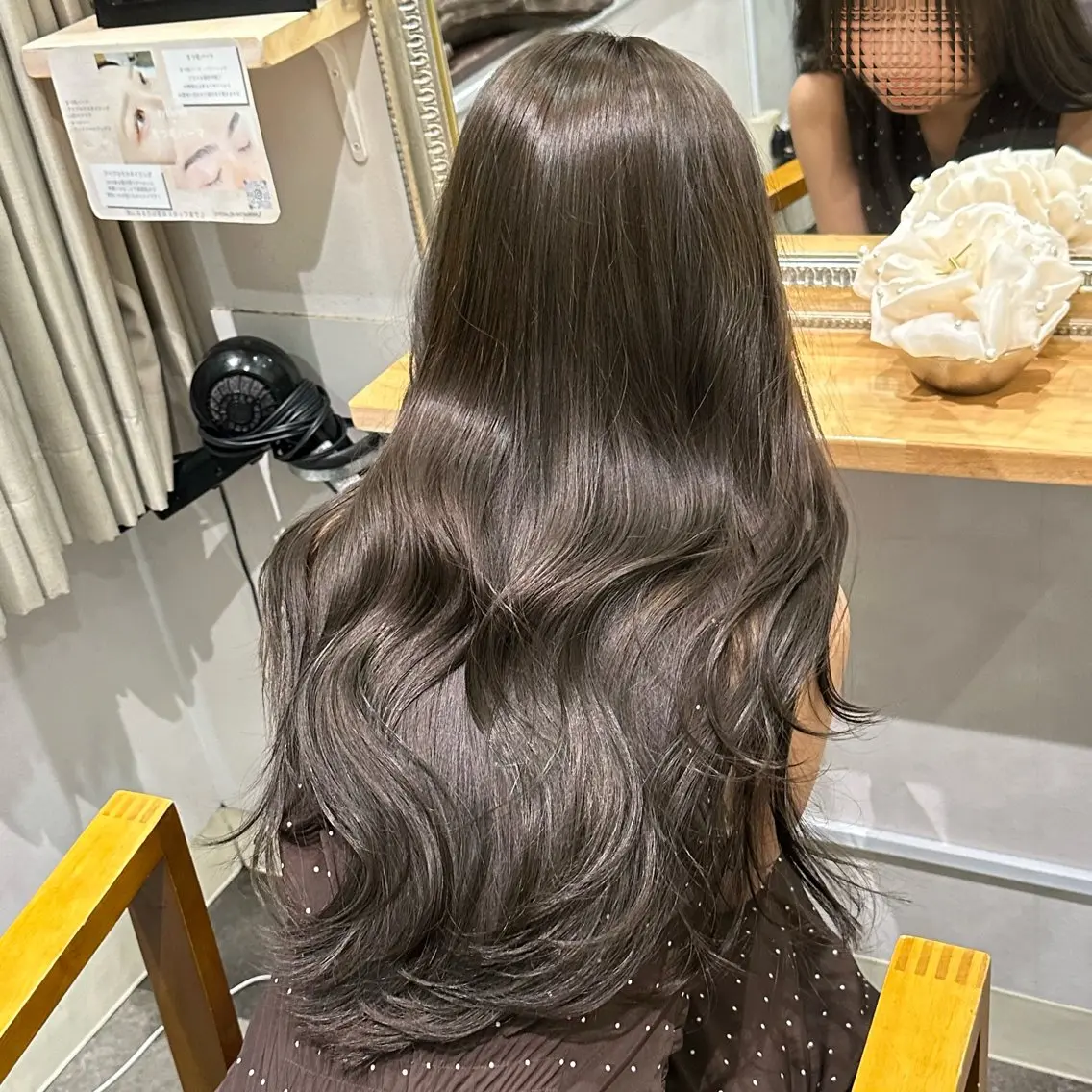 ロング カラー 透明感カラー ダブルカラー グレージュ ミント カット ヘアカラー トリートメント Rui/博多🌐 レイヤー/透明感のヘアスタイル