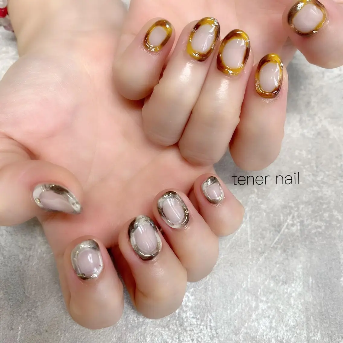 ネイル べっ甲ネイル ホワイト テネルネイル tener nailのネイルデザイン