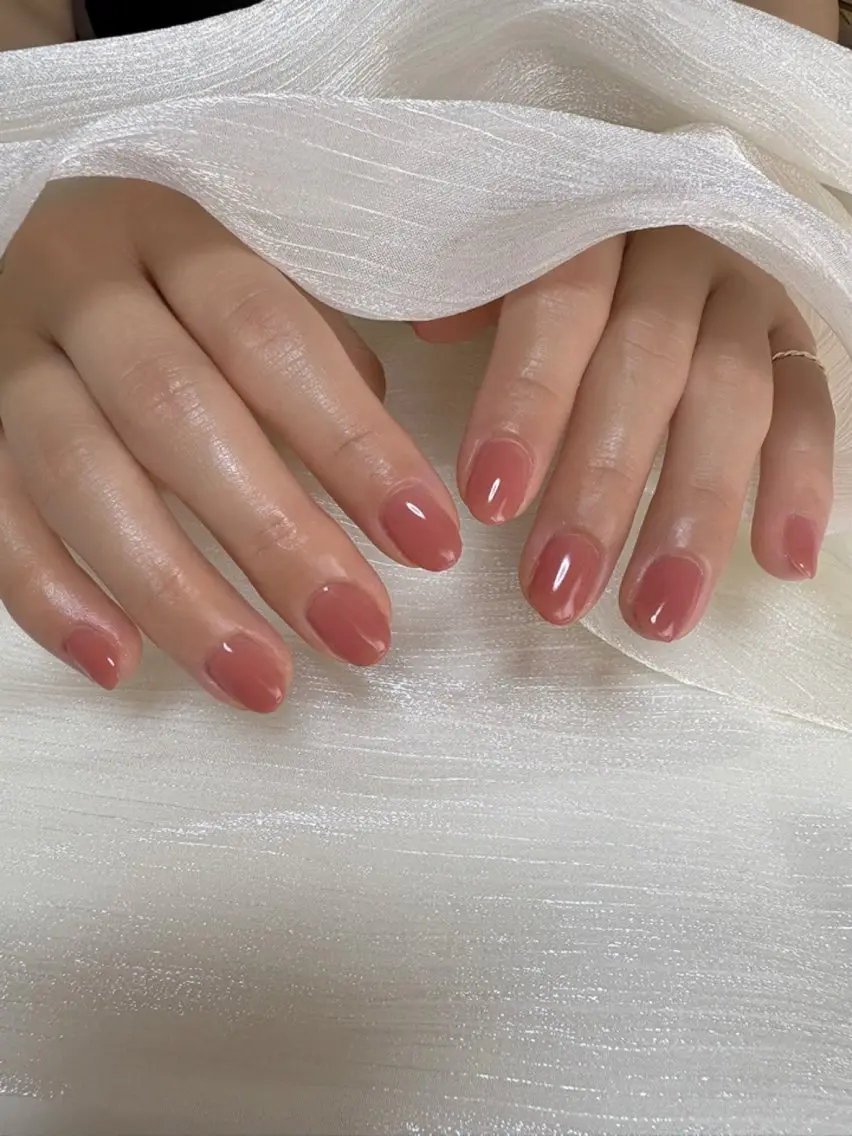 ネイル ブラウン ワンカラーネイル シンプルネイル ハンドネイル nail salon minthのネイルデザイン