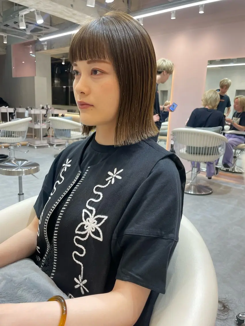 ショート ボブ レイヤー縮毛矯正 ささきすずね💗のヘアスタイル