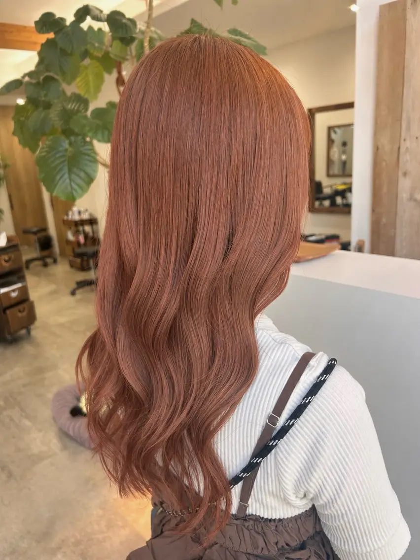 ロング カラー オレンジ トリートメント カット ヘアカラー トリートメント SOL _nagisa.のヘアスタイル